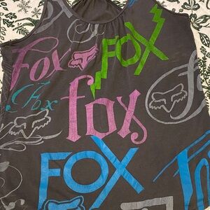 Fox Women's Tank Top with Graphic Print - Gray, Pink, Green, Blue